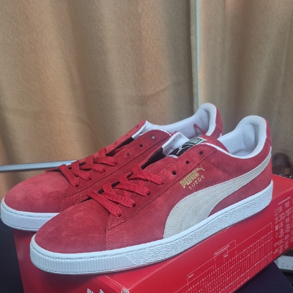Puma Red and White Suede Sneakers - Picture 3 of 3